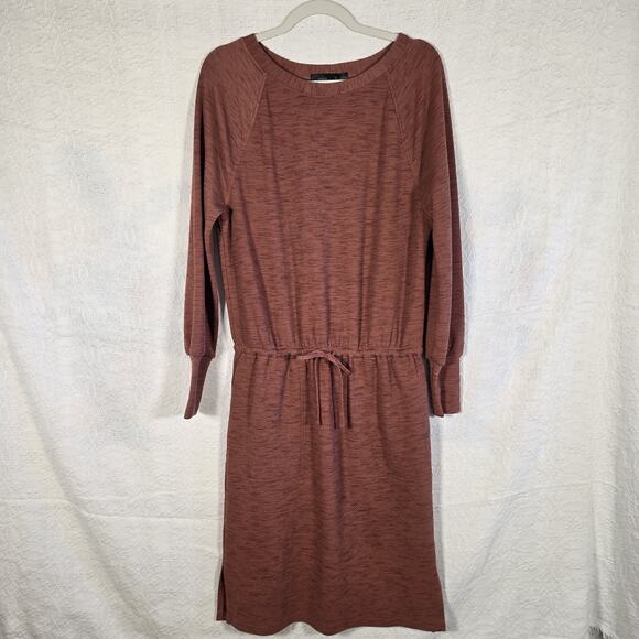Prana Dresses & Skirts - Prana Foundation Long Sleeve Dress Small Rust Tie Waist Pocket Casual Athleisure